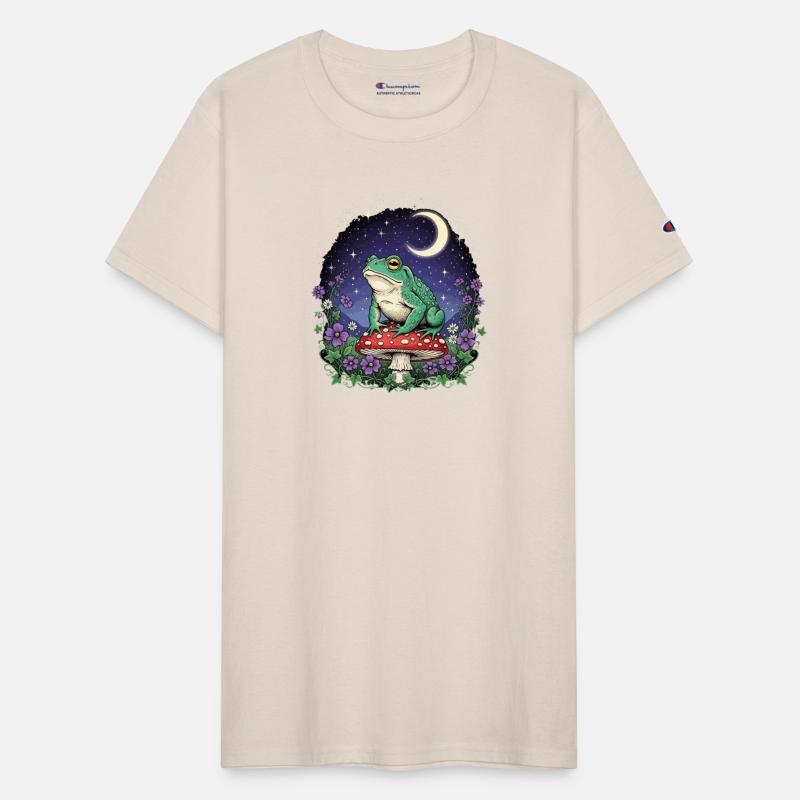 Green Frog on Red Mushroom - Starry Night