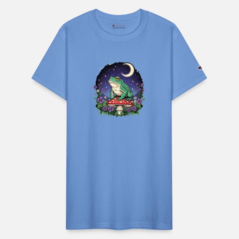 Green Frog on Red Mushroom - Starry Night