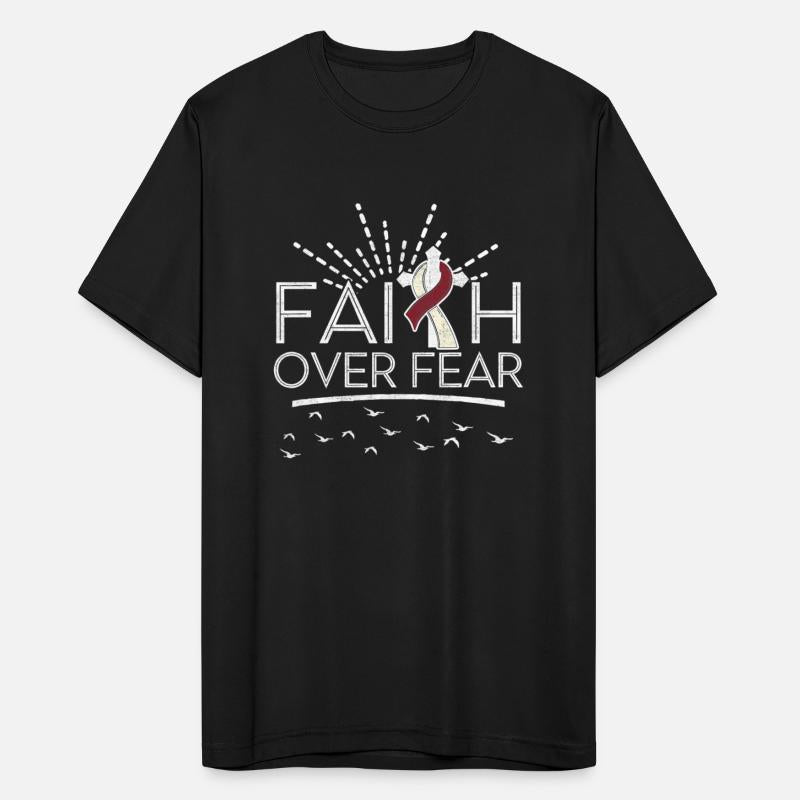 Head Cancer Faith over Fear White Burgundy Ribbon