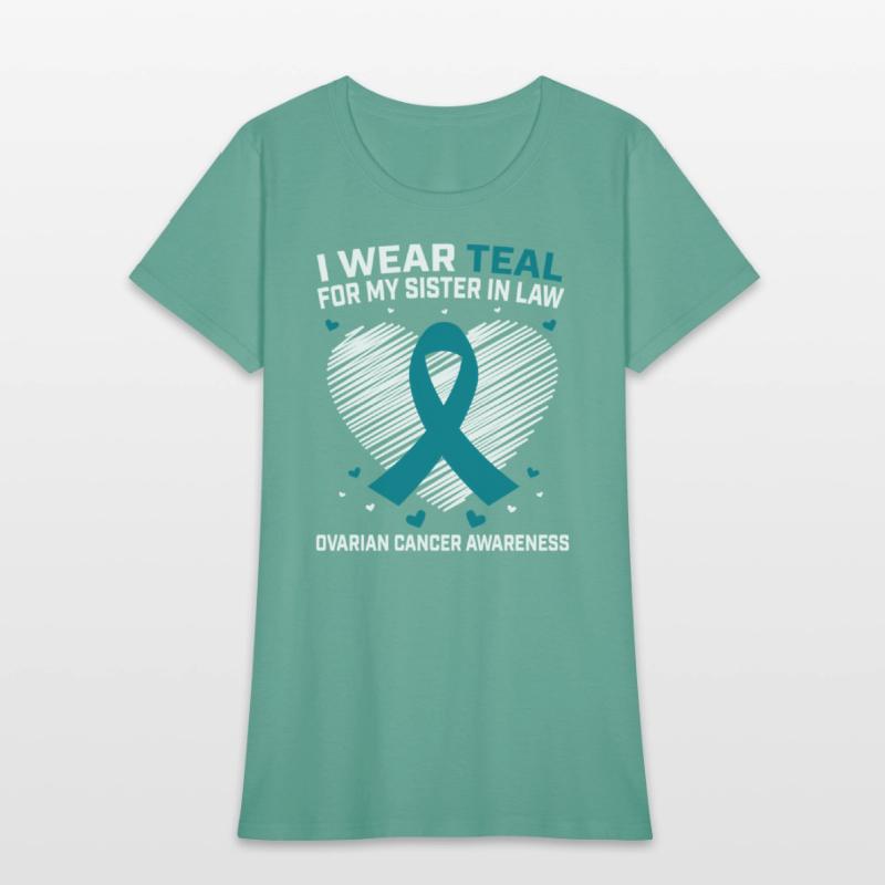 Heart I Wear Teal For Sister In Law Ovarian