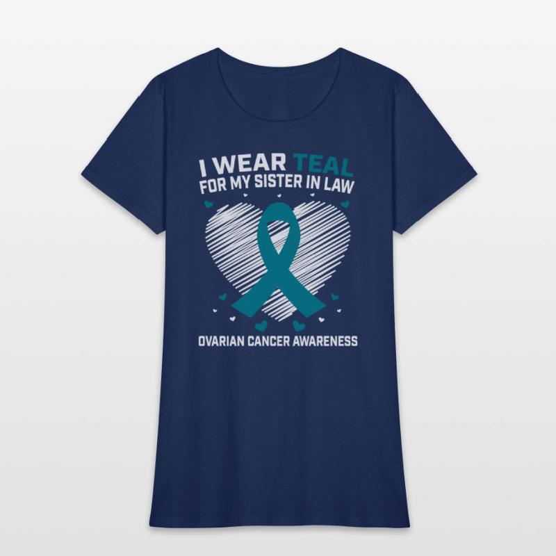 Heart I Wear Teal For Sister In Law Ovarian