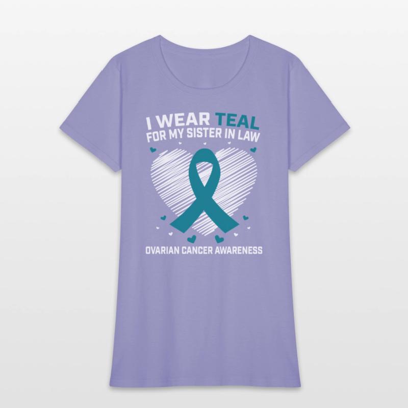 Heart I Wear Teal For Sister In Law Ovarian