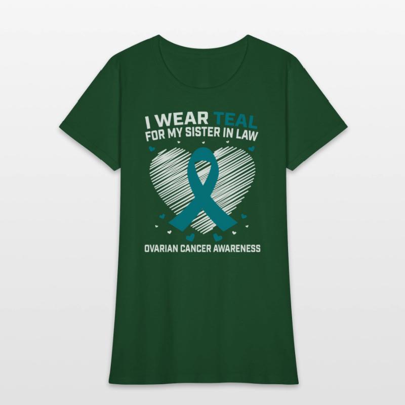 Heart I Wear Teal For Sister In Law Ovarian