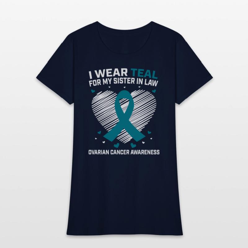 Heart I Wear Teal For Sister In Law Ovarian