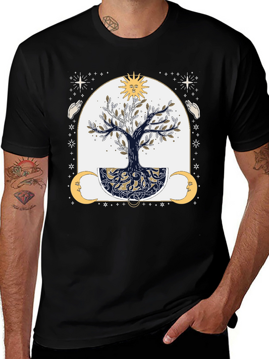 Mystic Tree Graphic Tee - Sun Moon and Stars