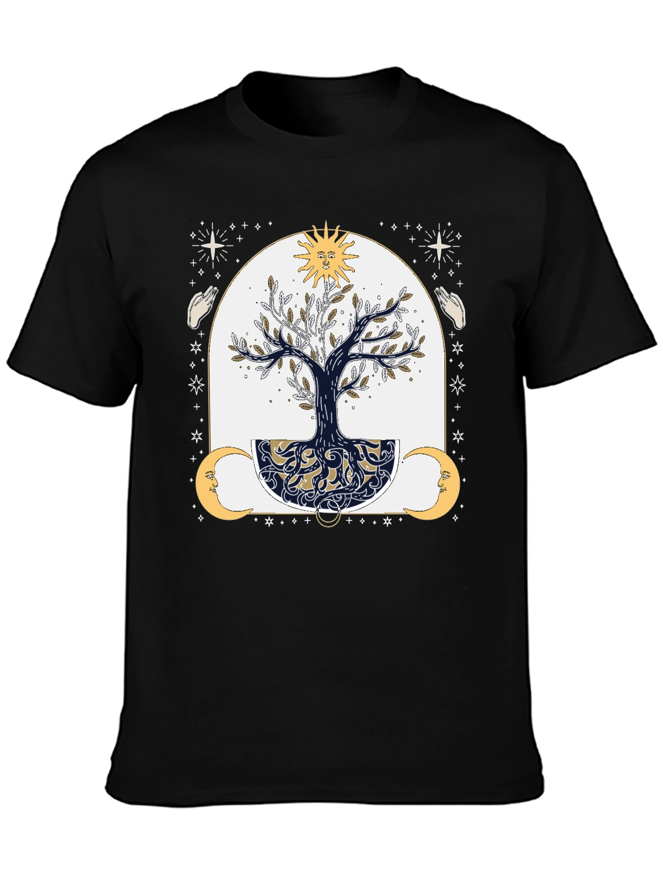 Mystic Tree Graphic Tee - Sun Moon and Stars