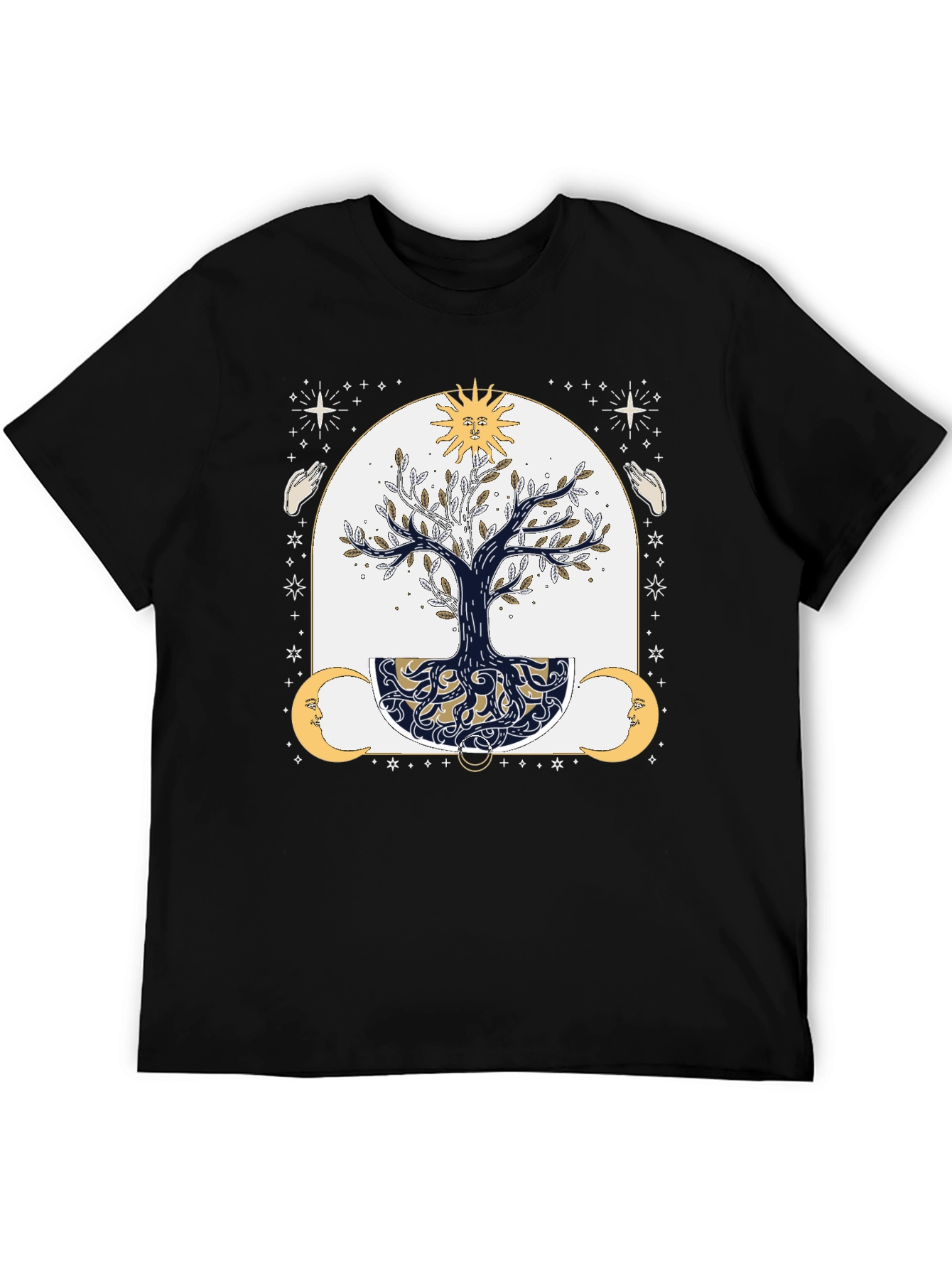 Mystic Tree Graphic Tee - Sun Moon and Stars