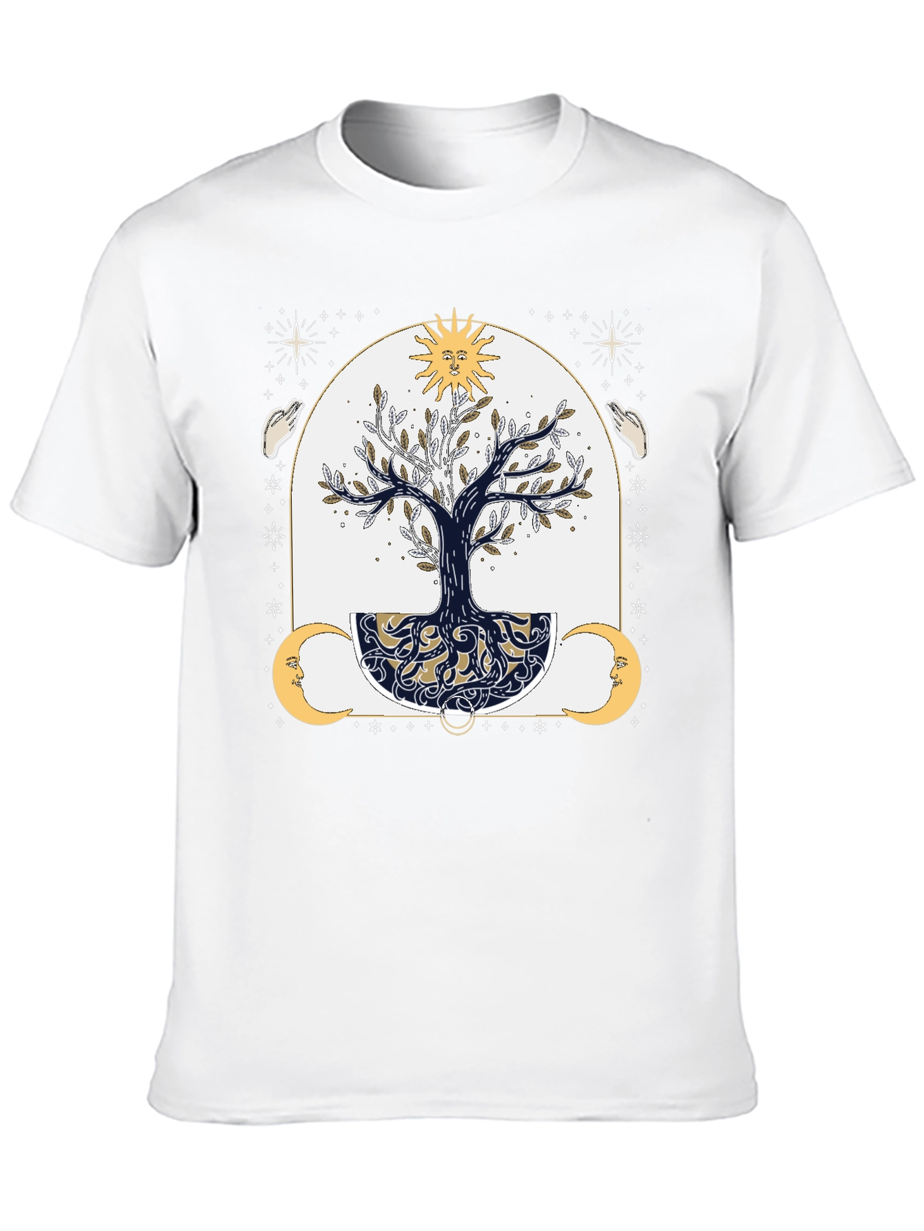 Mystic Tree Graphic Tee - Sun Moon and Stars