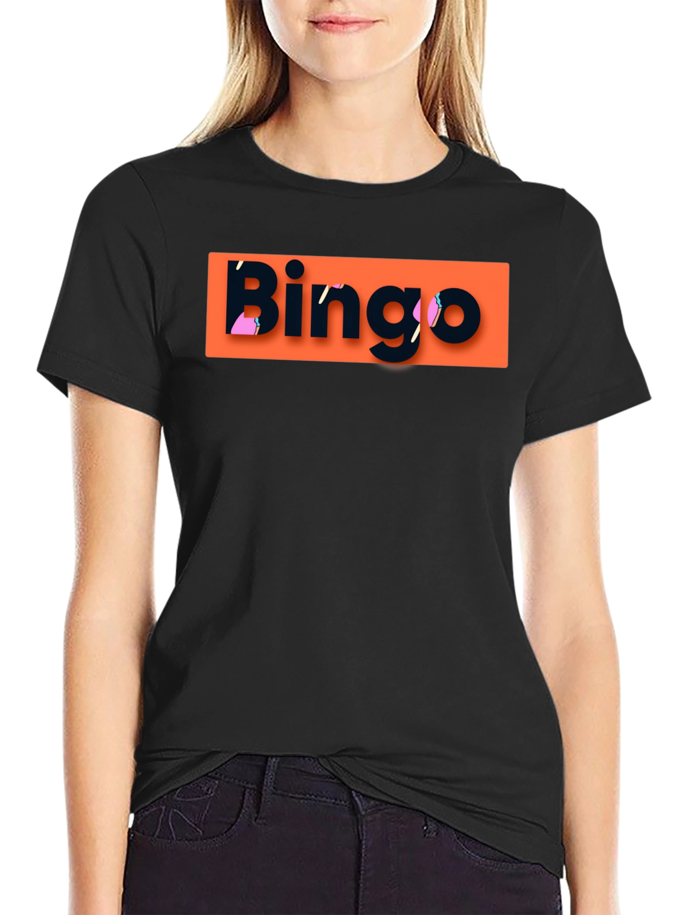 Bingo Graphic T-Shirt - Black Crew Neck Tee