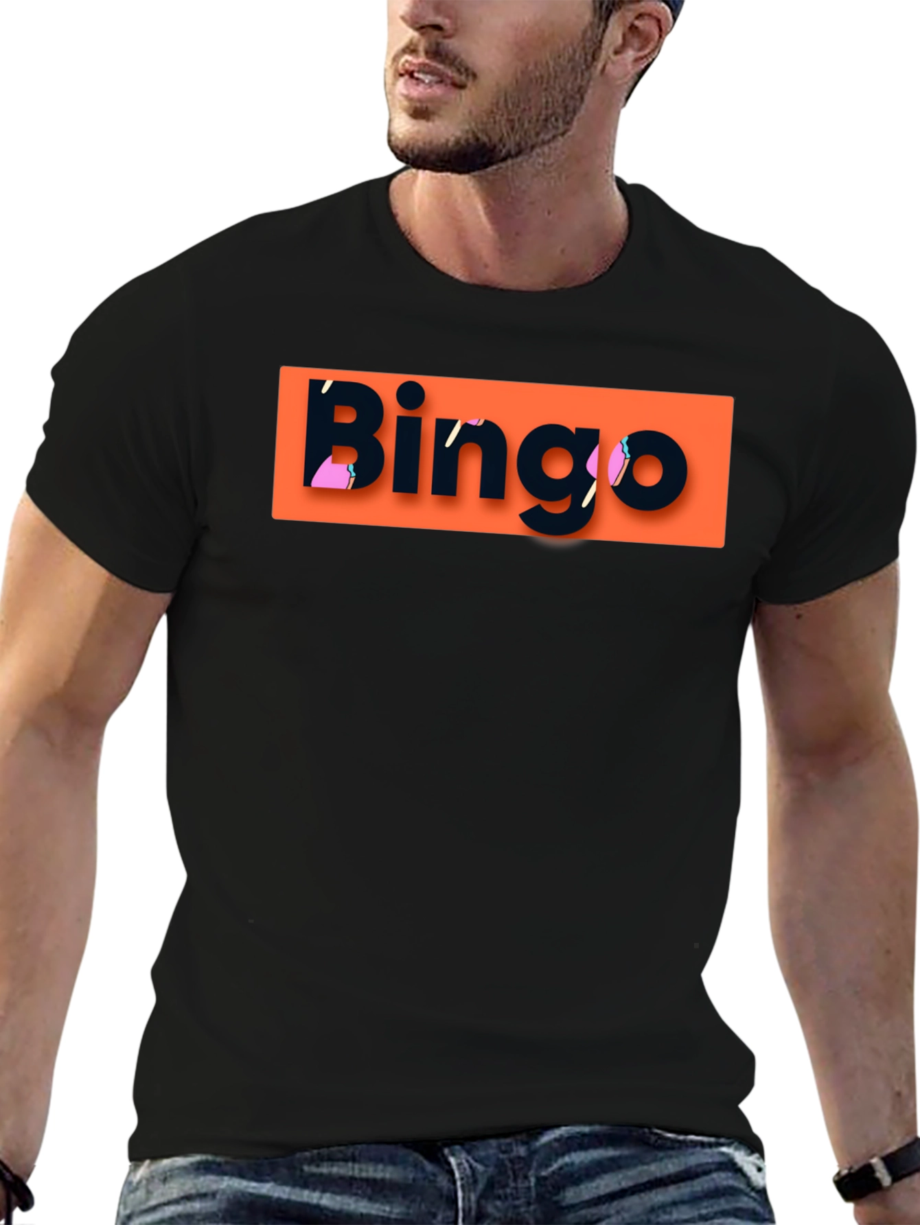 Bingo Graphic T-Shirt - Black Crew Neck Tee