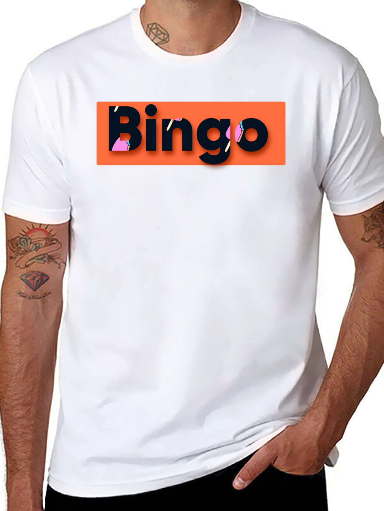 Bingo Graphic T-Shirt - Black Crew Neck Tee