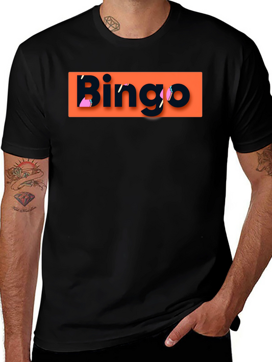 Bingo Graphic T-Shirt - Black Crew Neck Tee