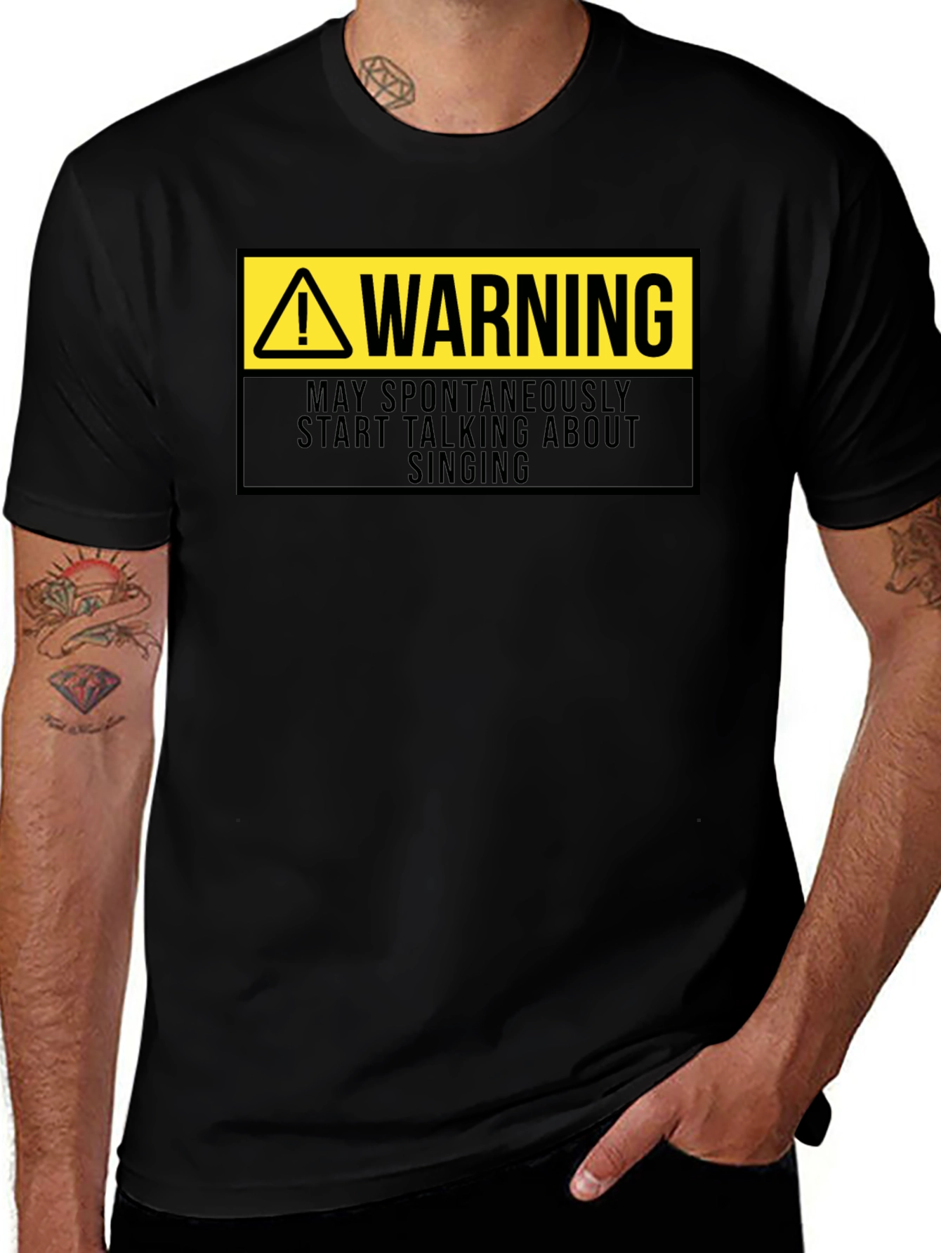 Warning May Spontaneously Sing T-Shirt Funny Musician Tee