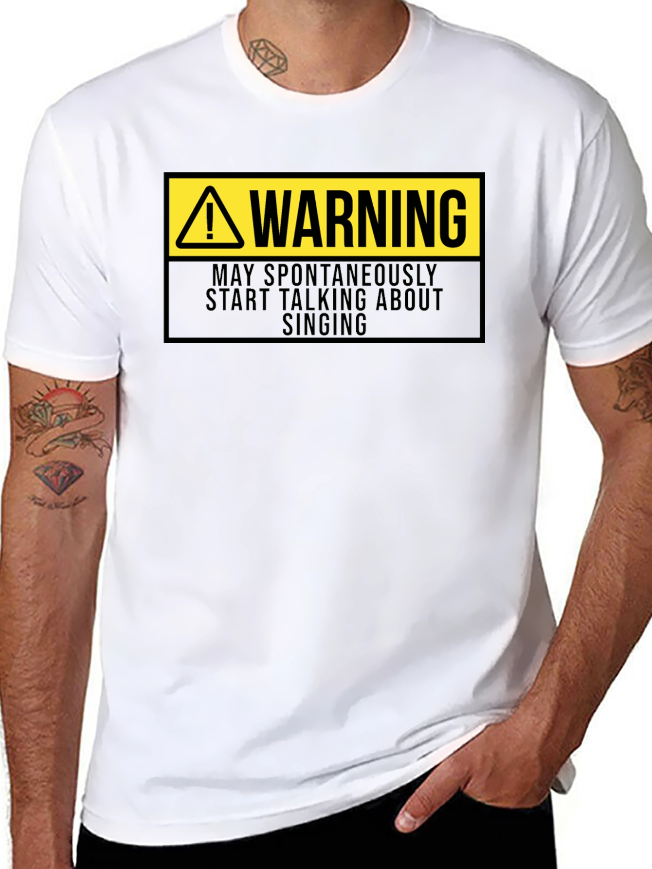 Warning May Spontaneously Sing T-Shirt Funny Musician Tee