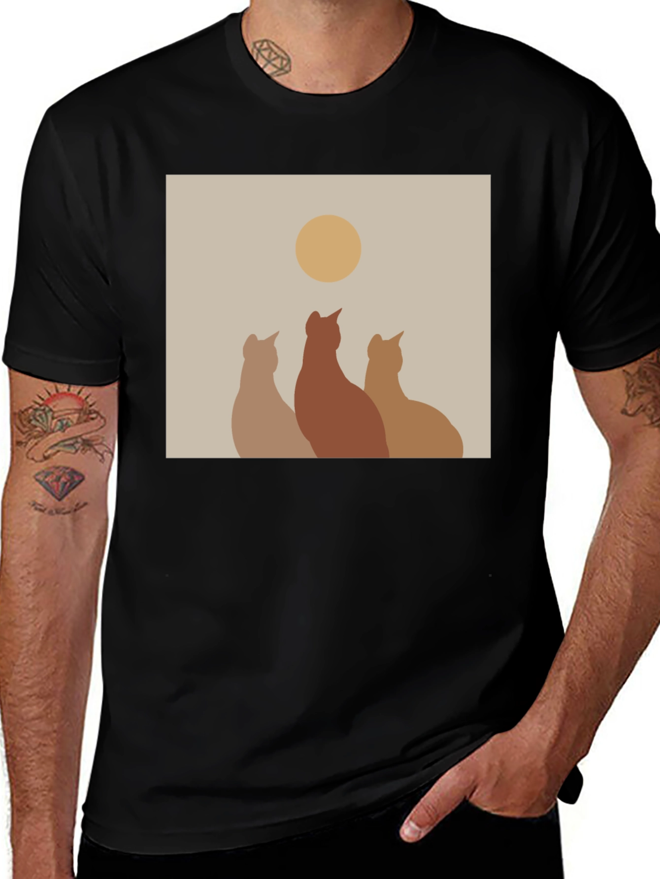 Minimalist Cat Silhouette T-Shirt - Artistic Design