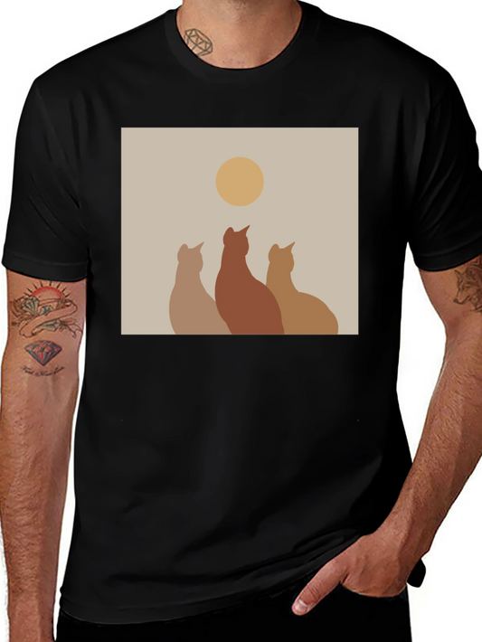 Minimalist Cat Silhouette T-Shirt - Artistic Design