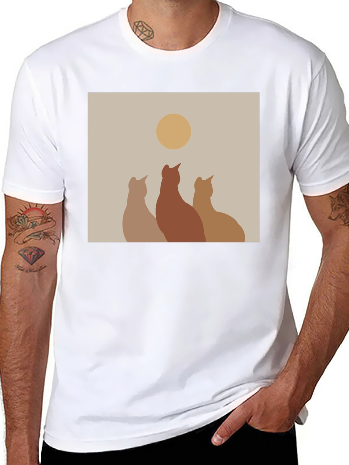 Minimalist Cat Silhouette T-Shirt - Artistic Design