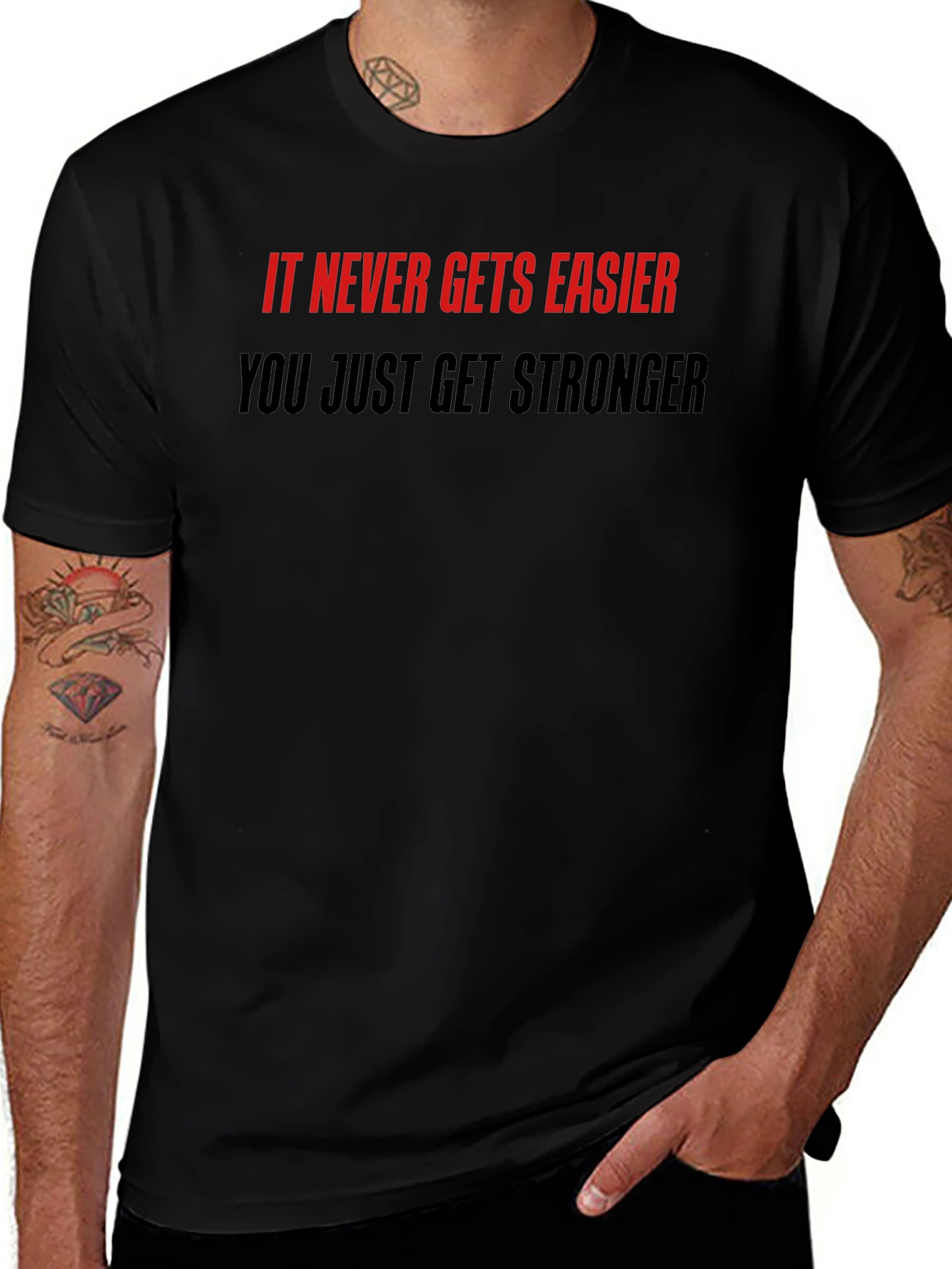 Motivational Quote T-Shirt: Never Easier Stronger