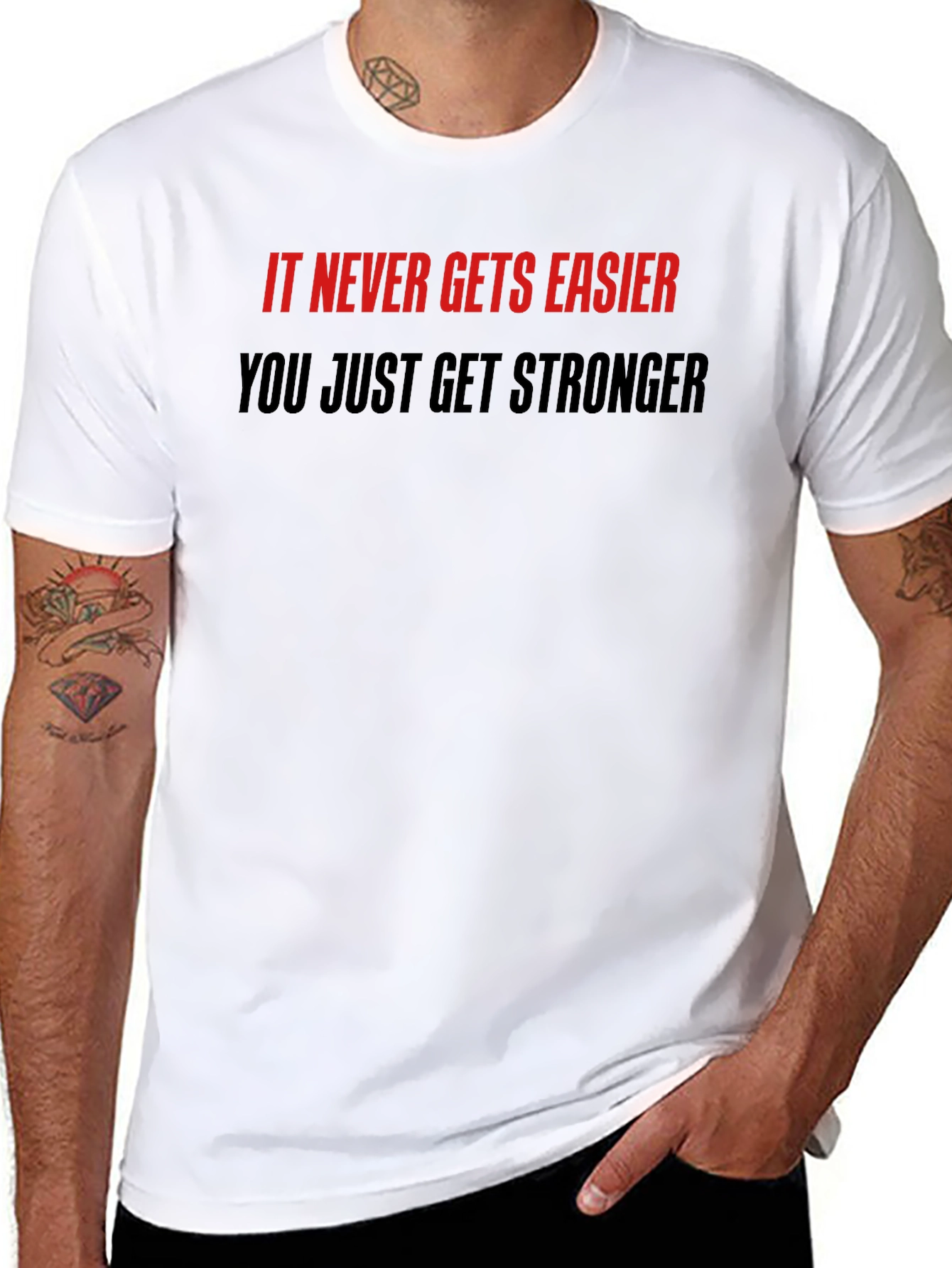 Motivational Quote T-Shirt: Never Easier Stronger