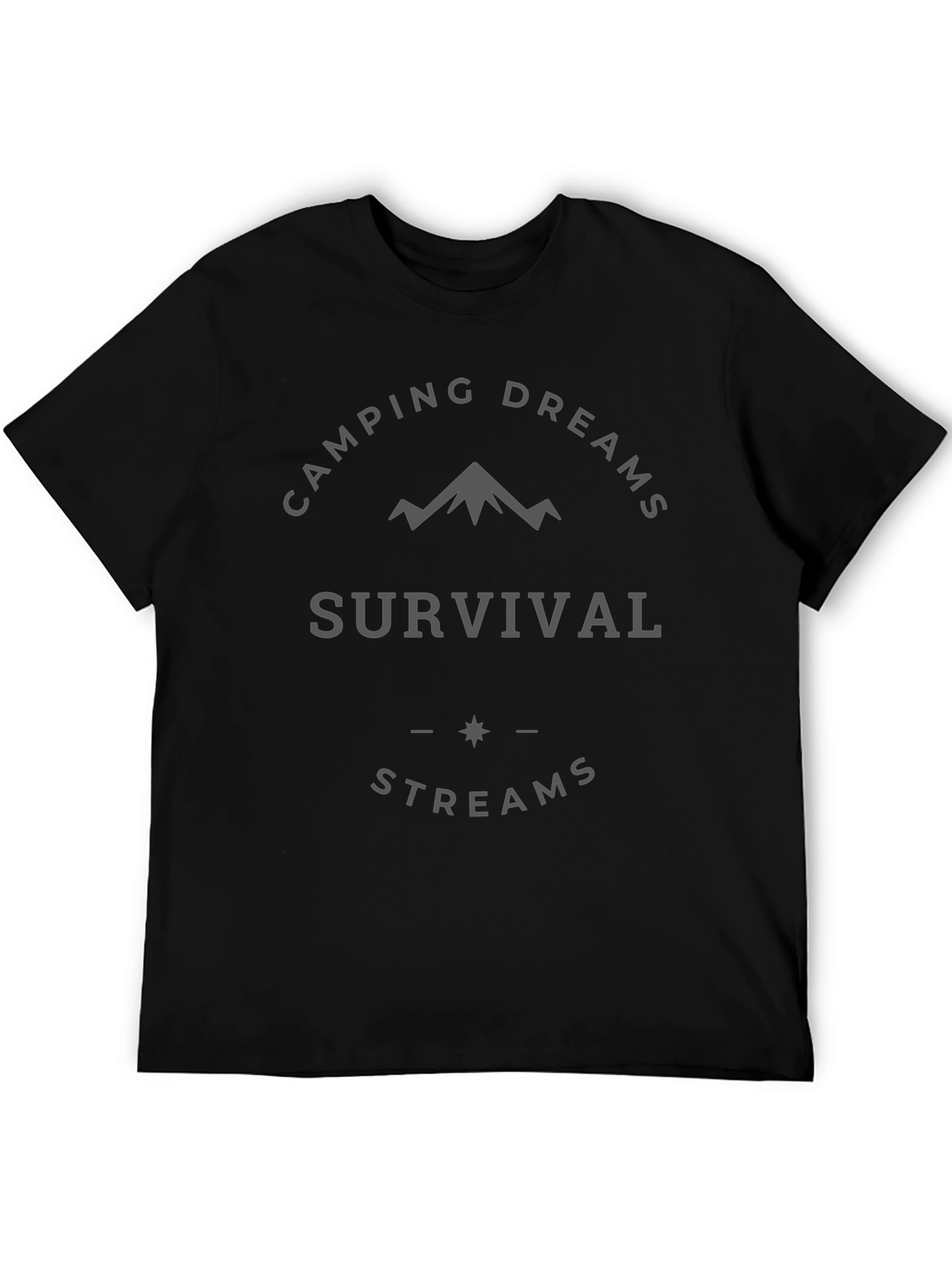 Camping Dreams Survival Streams Black T-Shirt