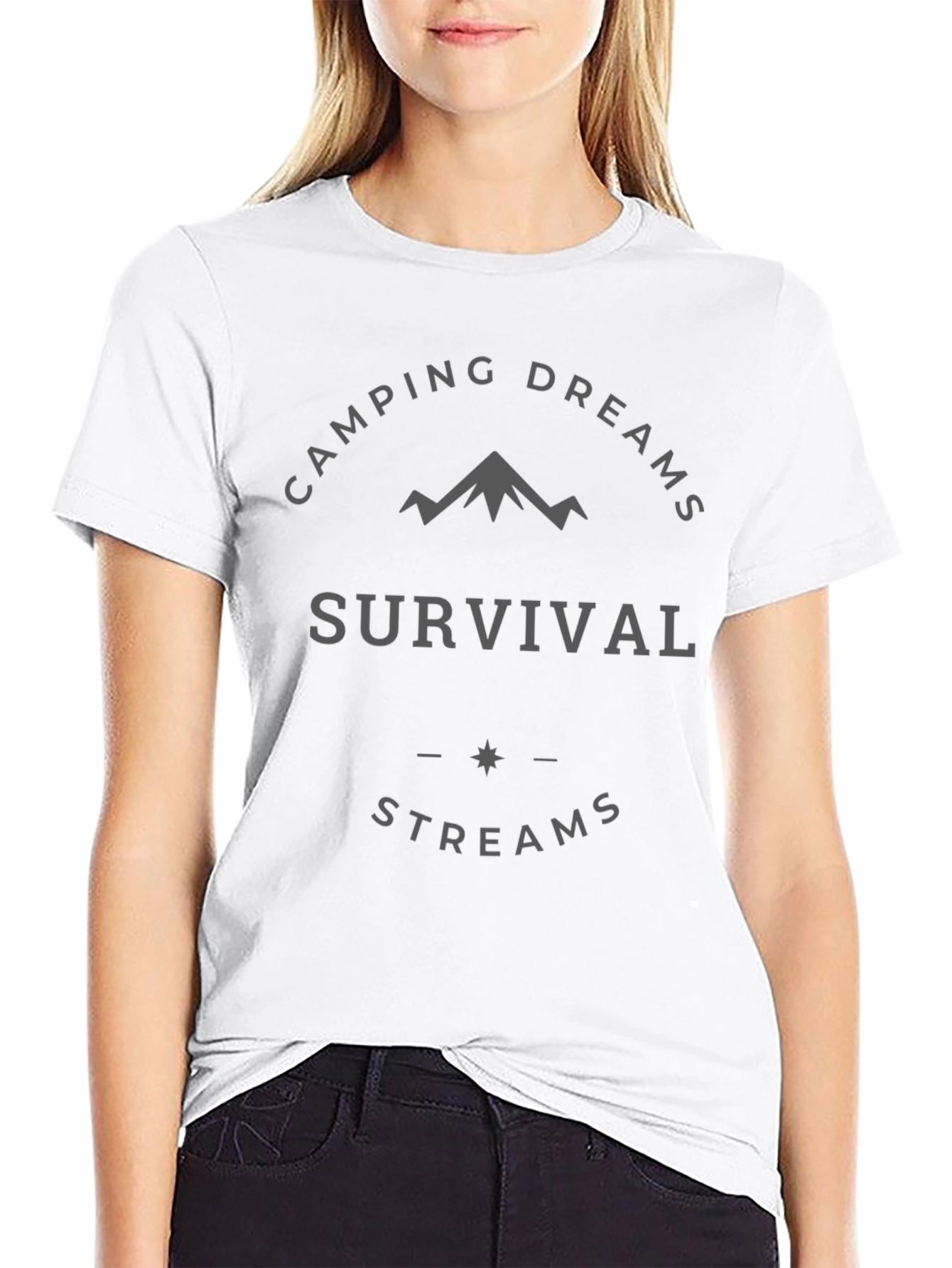 Camping Dreams Survival Streams Black T-Shirt