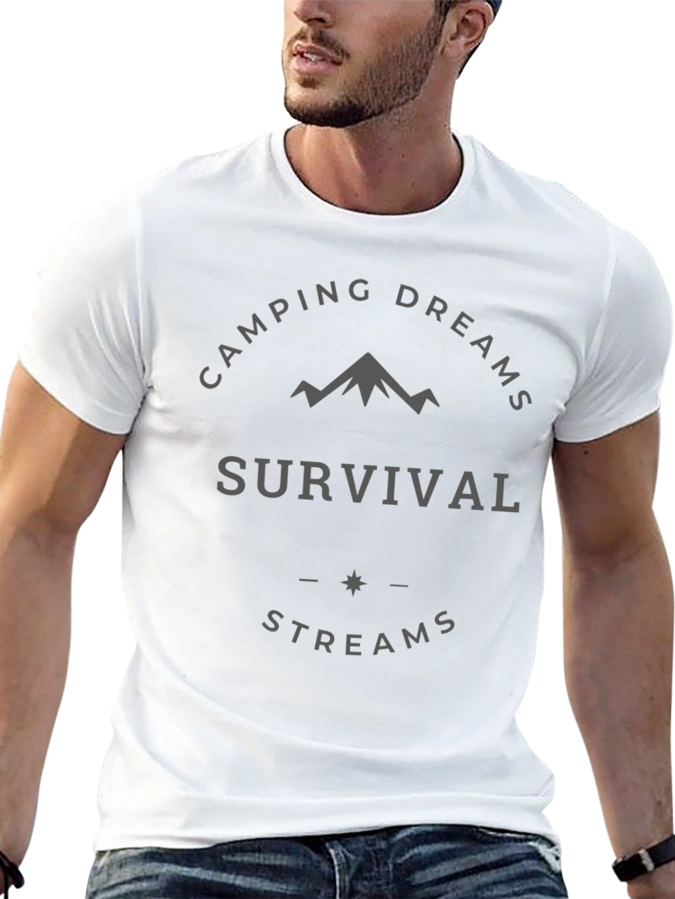 Camping Dreams Survival Streams Black T-Shirt
