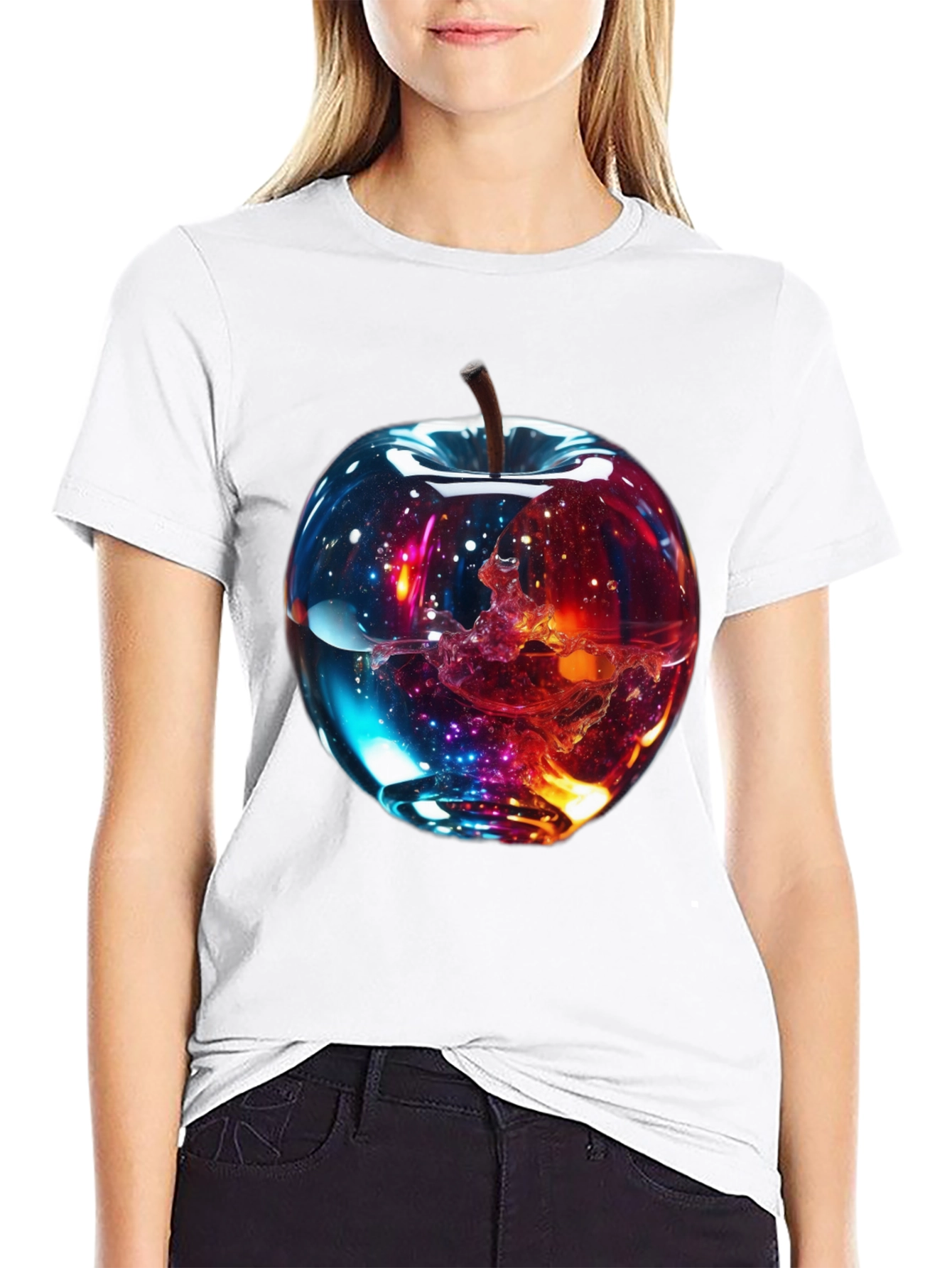 Cosmic Apple Graphic Tee - Modern Unisex Shirt