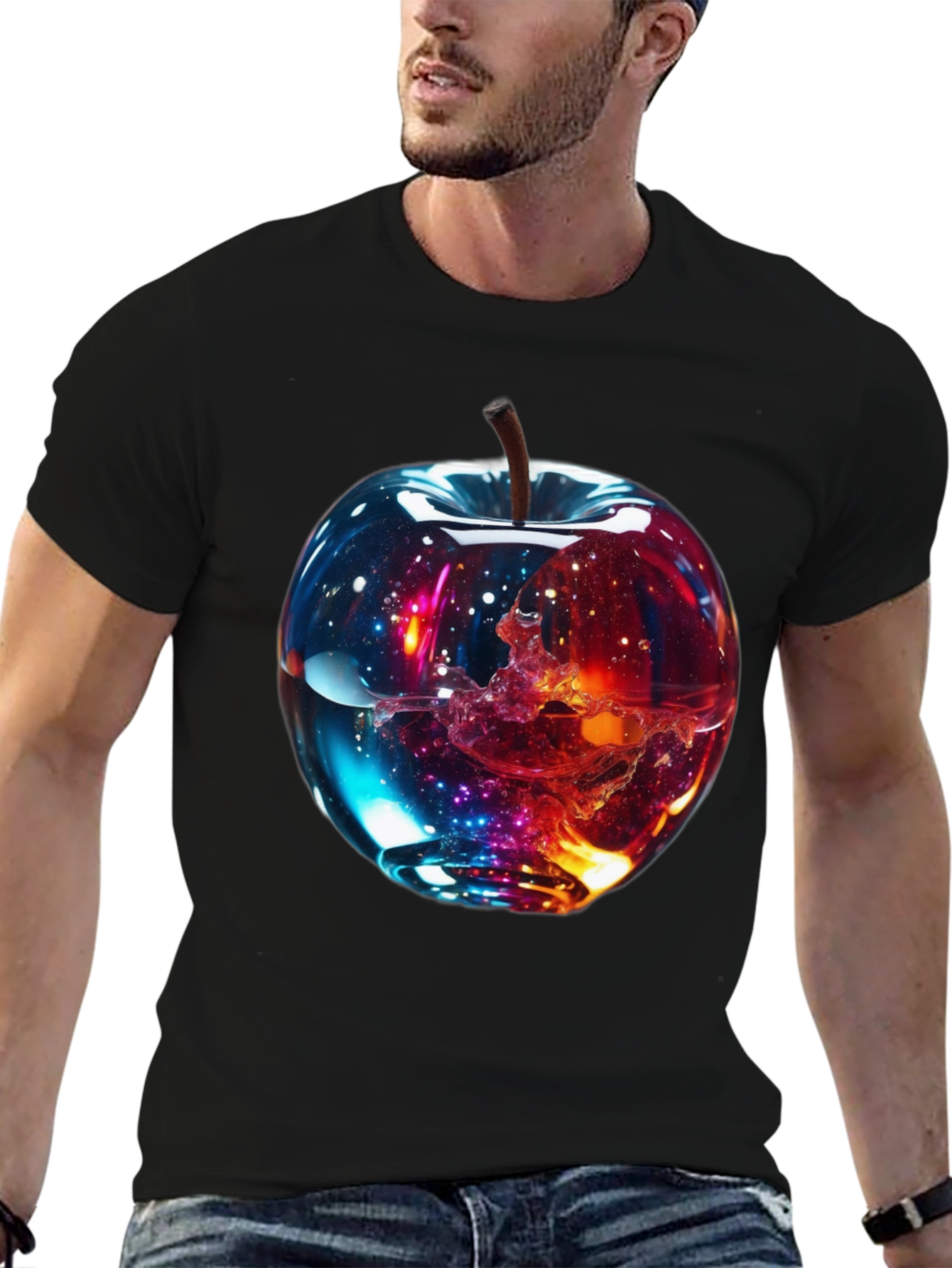 Cosmic Apple Graphic Tee - Modern Unisex Shirt