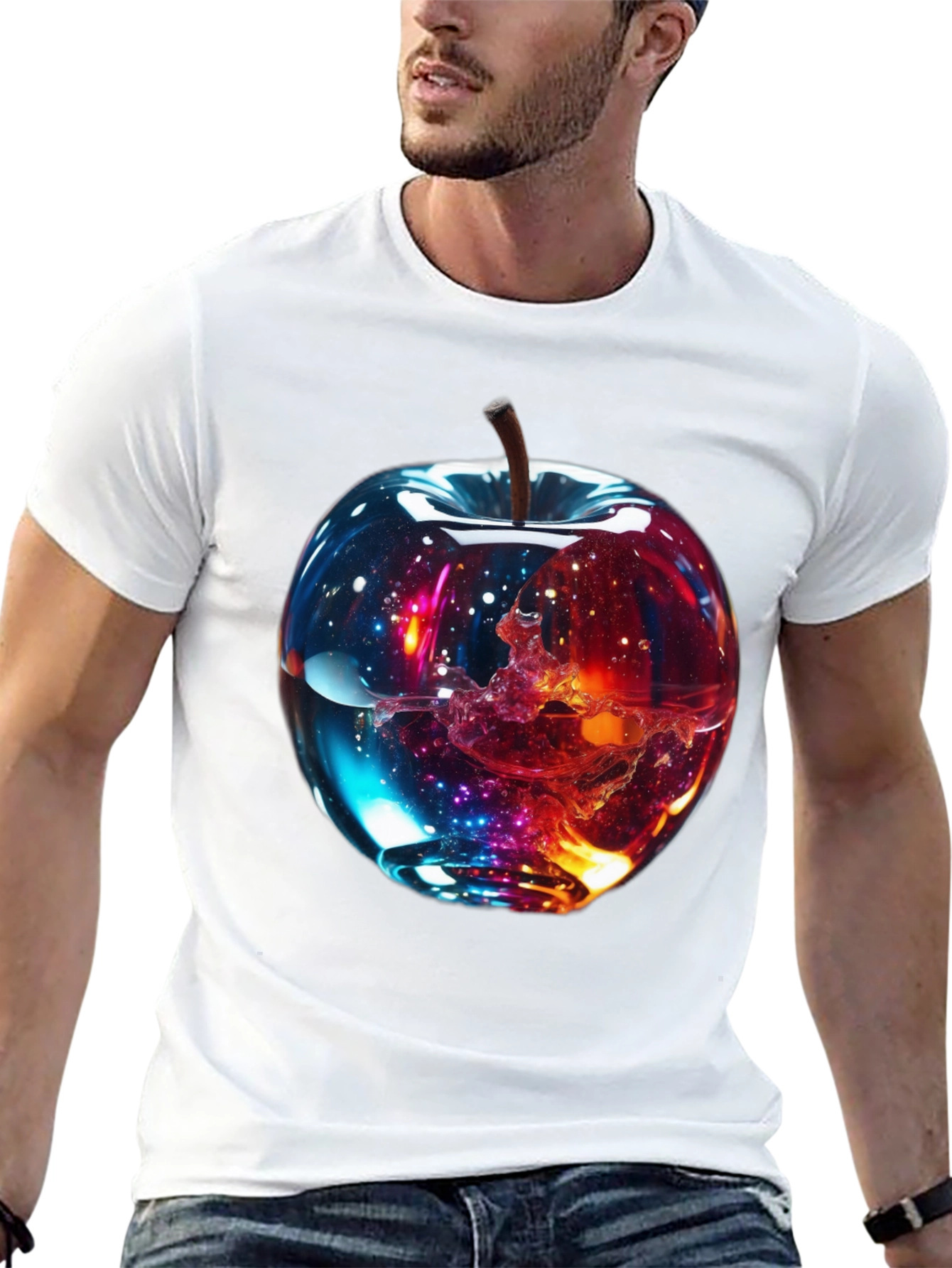 Cosmic Apple Graphic Tee - Modern Unisex Shirt