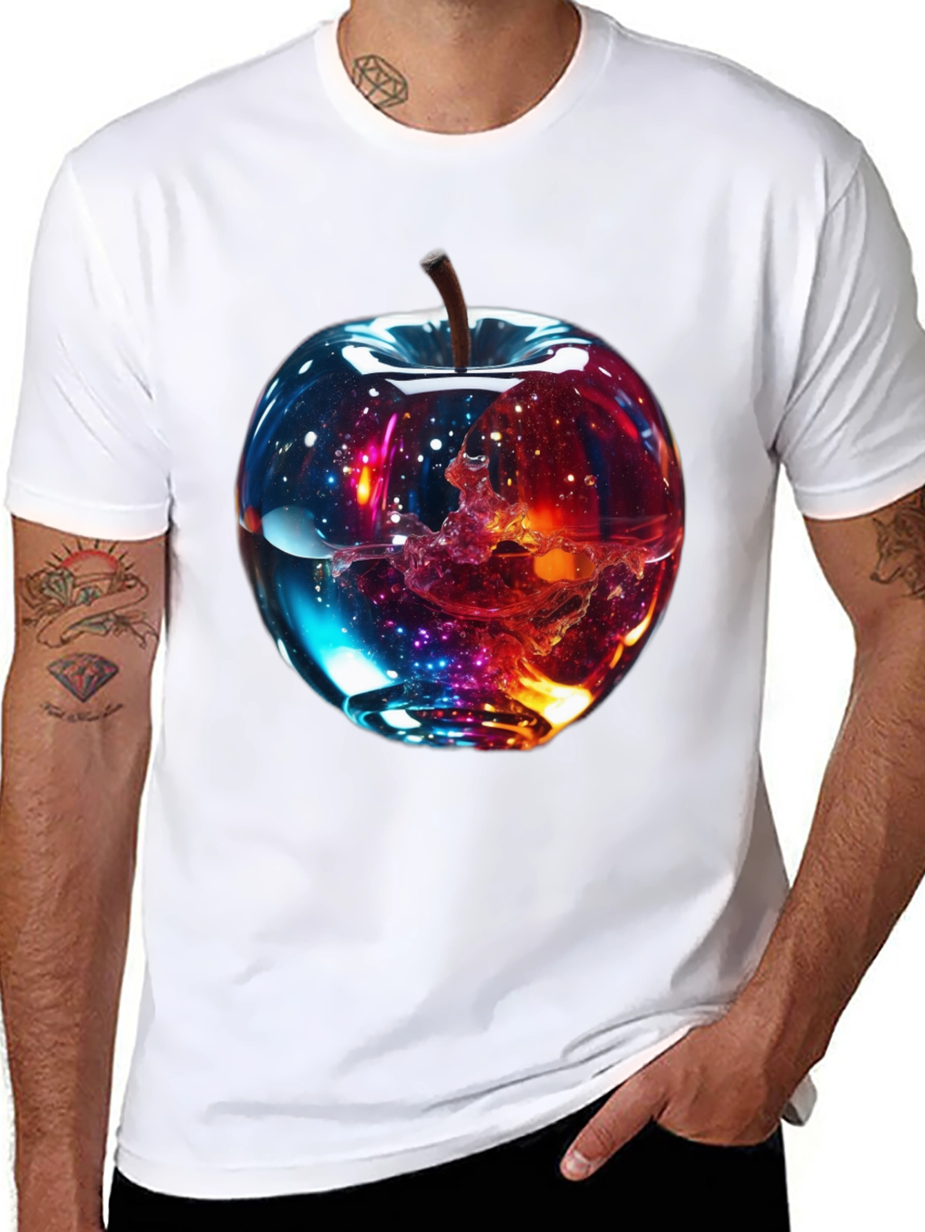 Cosmic Apple Graphic Tee - Modern Unisex Shirt
