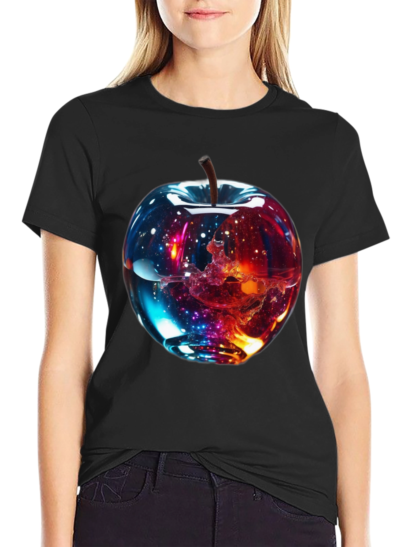 Cosmic Apple Graphic Tee - Modern Unisex Shirt