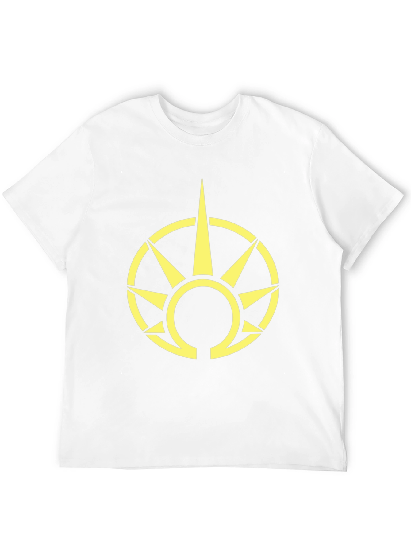 Black T-Shirt with Yellow Sun Symbol Graphic