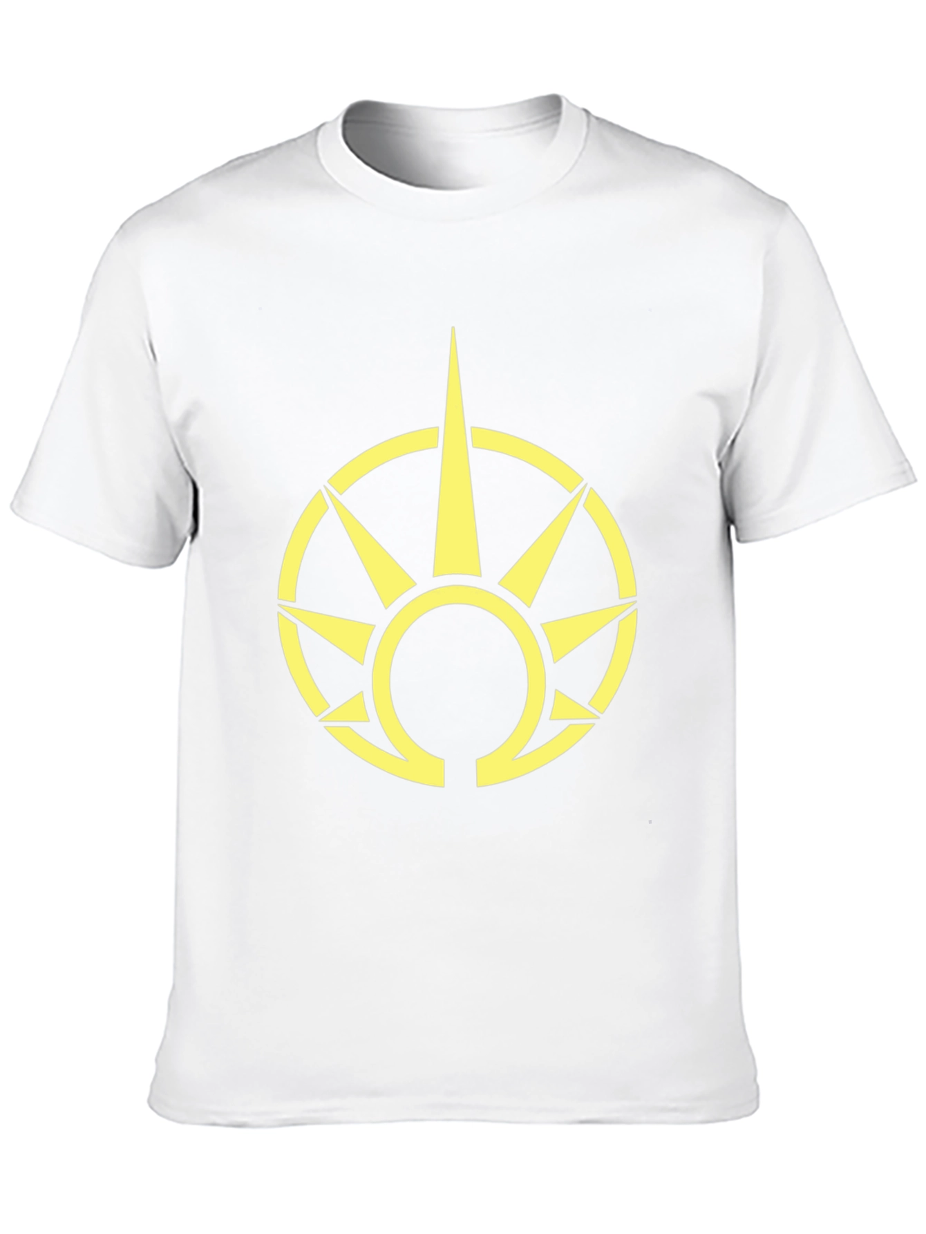 Black T-Shirt with Yellow Sun Symbol Graphic