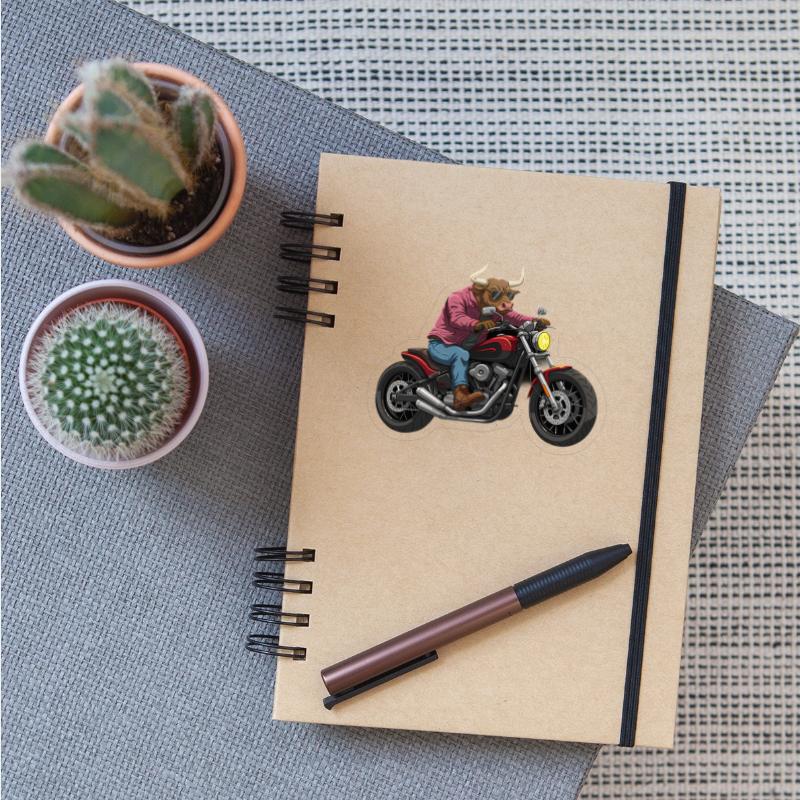 Bull Riding Motorcycle Illustration