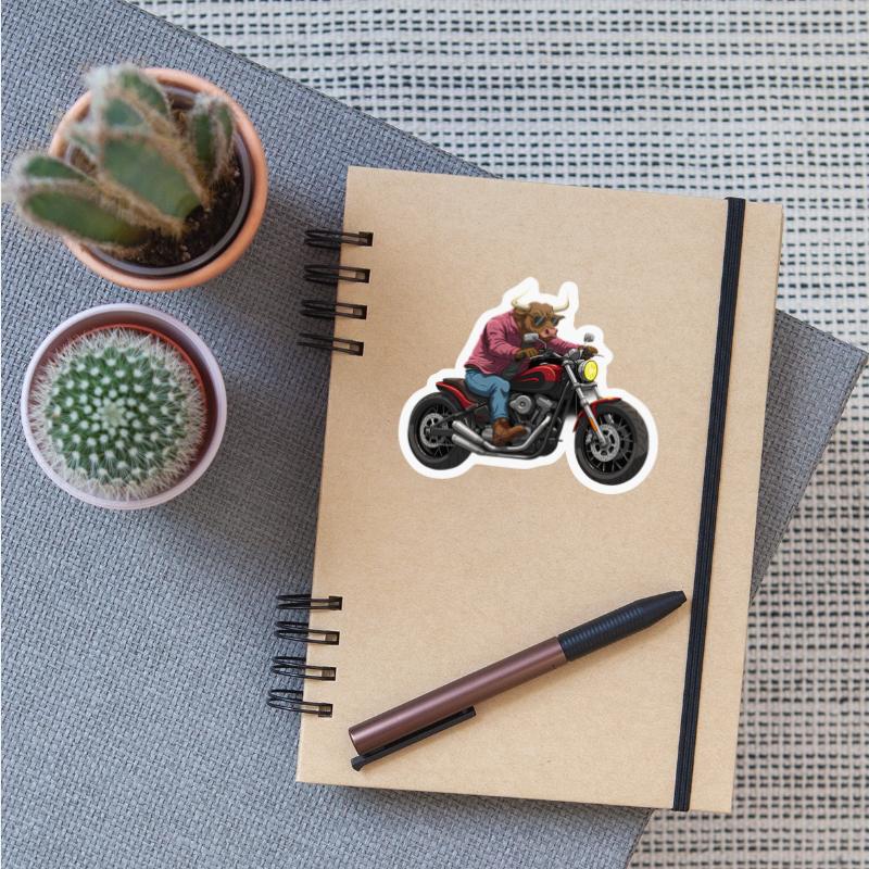Bull Riding Motorcycle Illustration