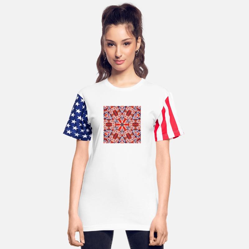 watercolor red white blue gold stars mandala