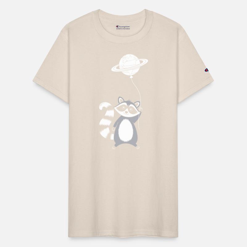 Whimsical Escapism: Raccoon with Planet Balloon