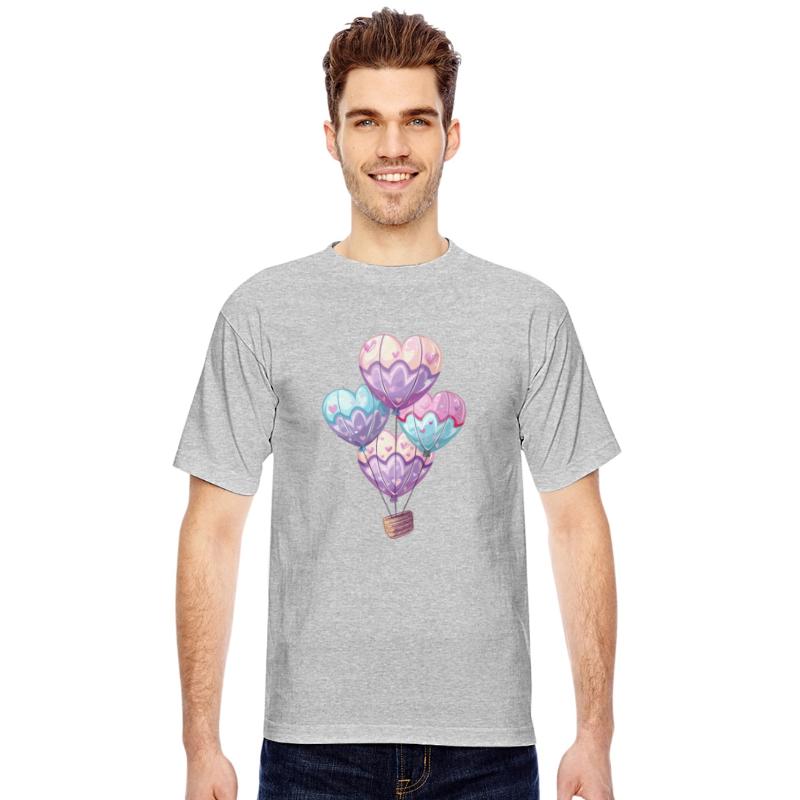 Whimsical Pastel Heart Balloons Flight