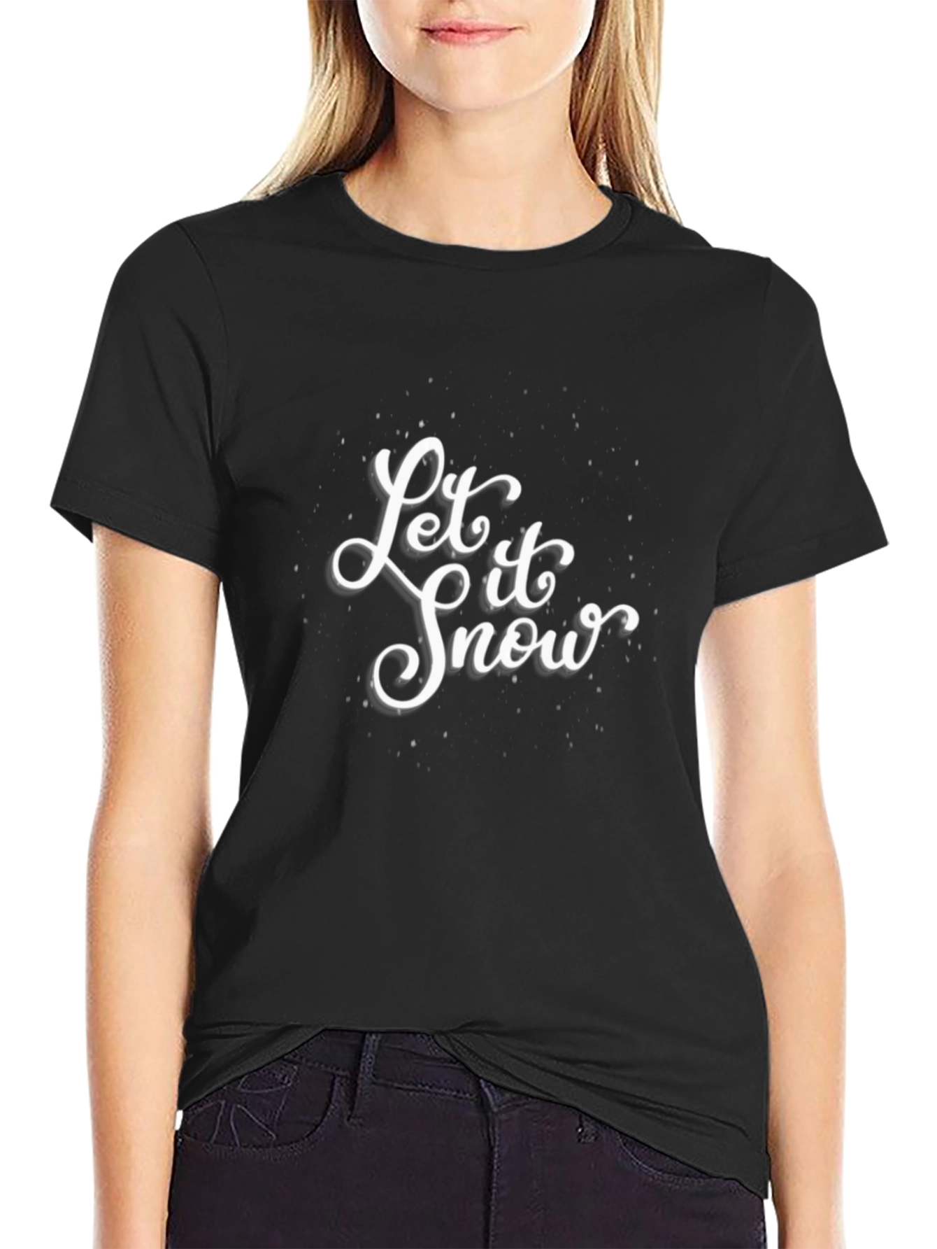 Let It Snow Graphic Tee - Black Cotton T-Shirt