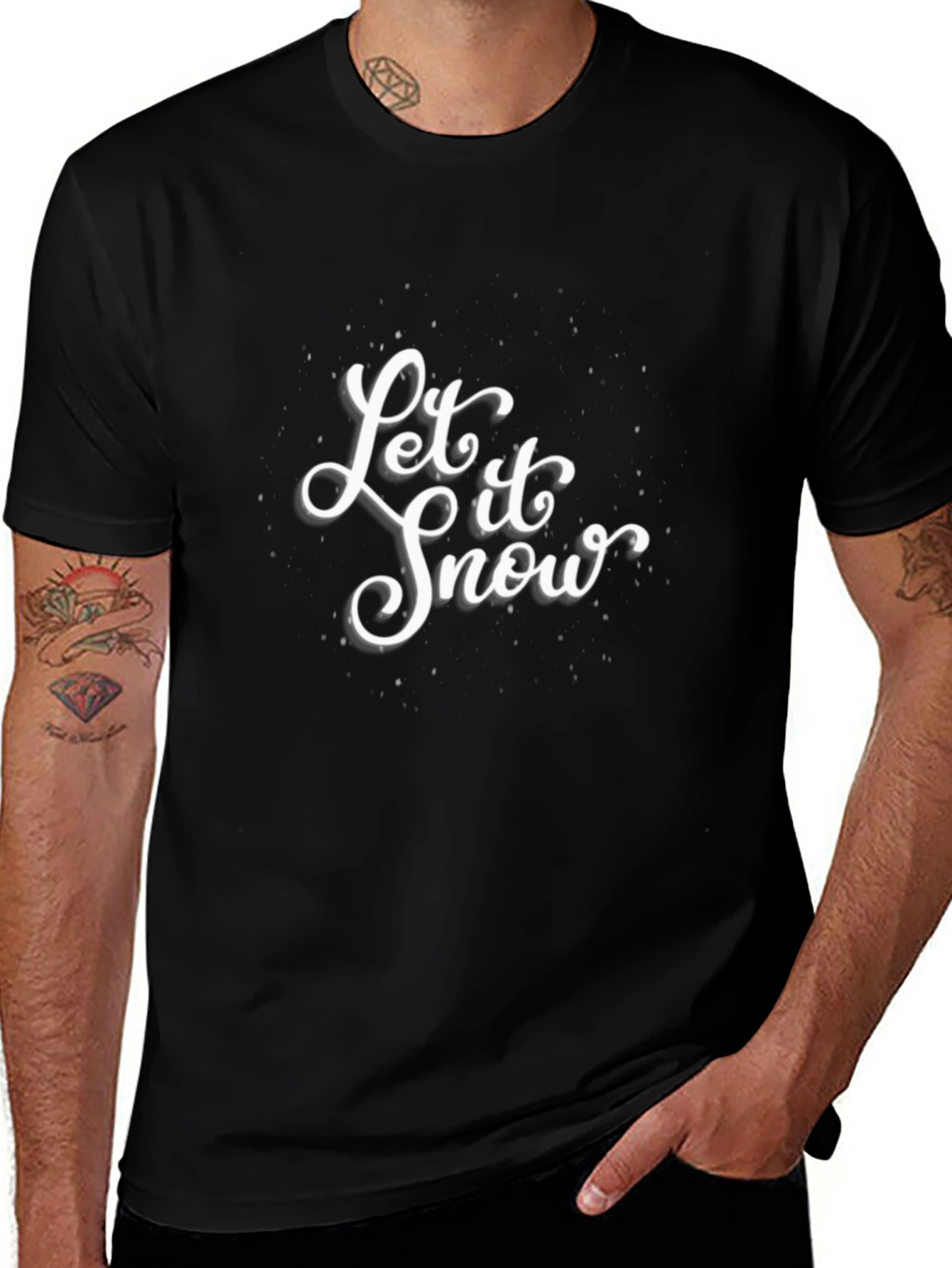 Let It Snow Graphic Tee - Black Cotton T-Shirt