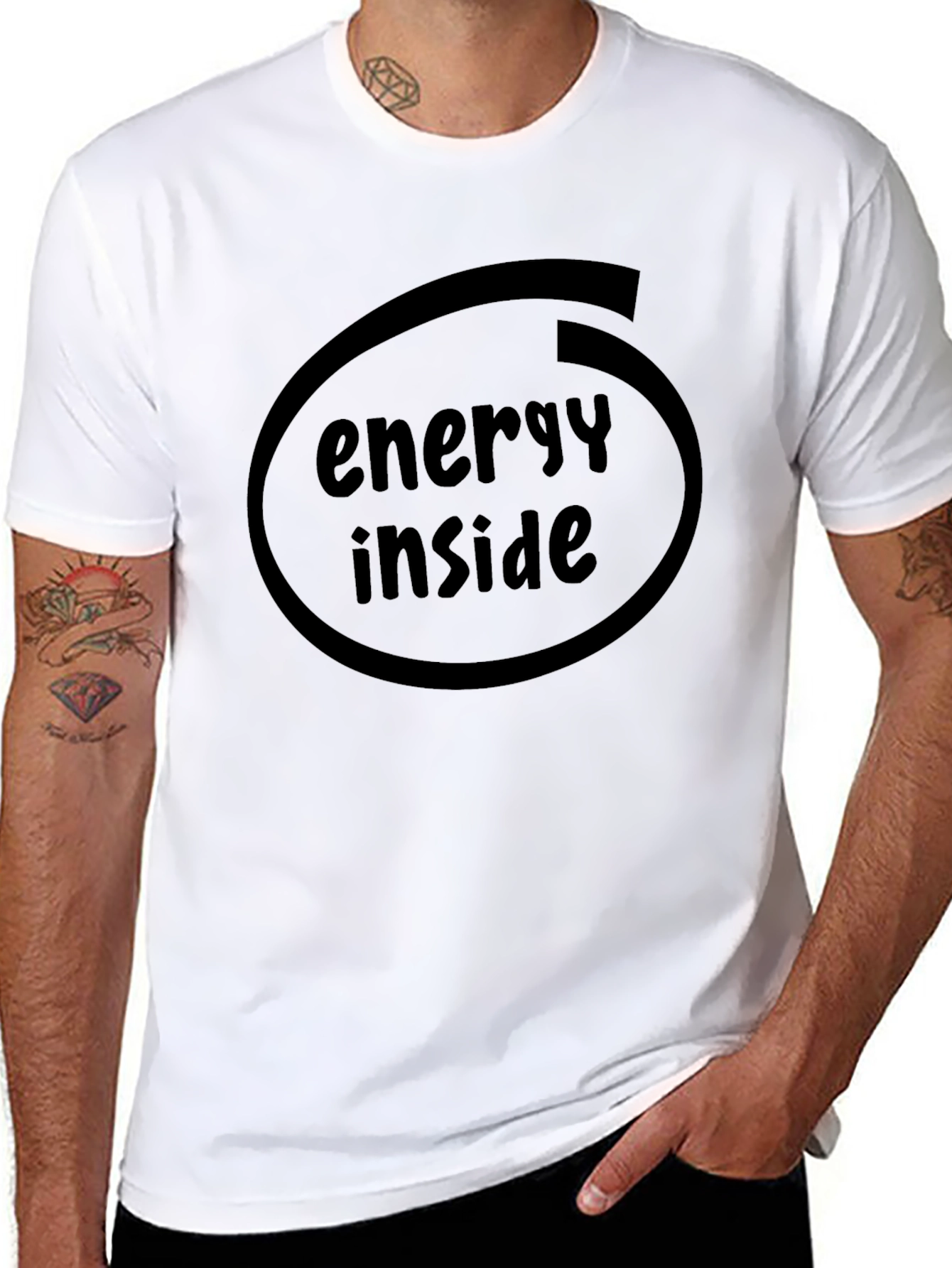 Energy Inside Black Graphic T-Shirt