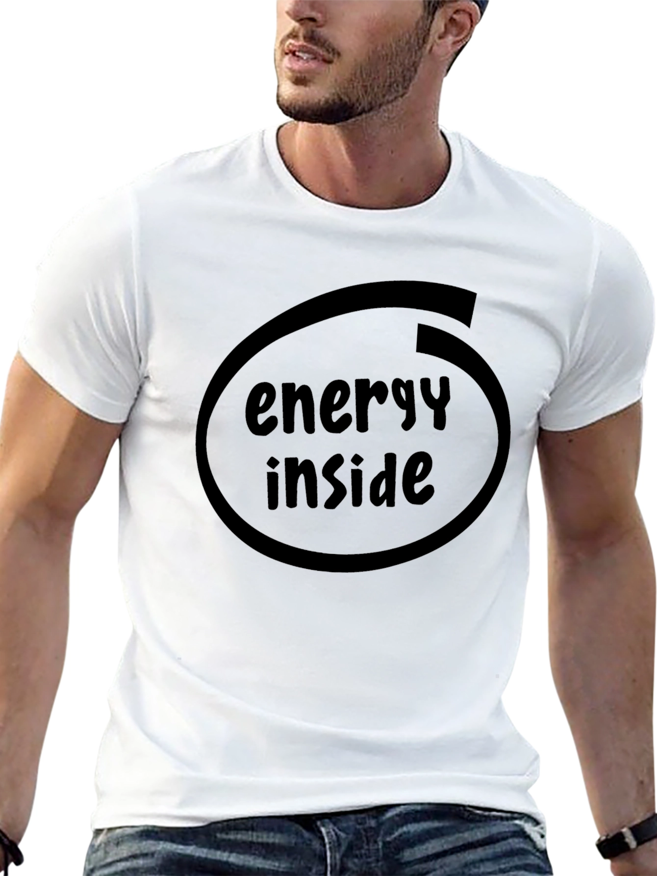 Energy Inside Black Graphic T-Shirt