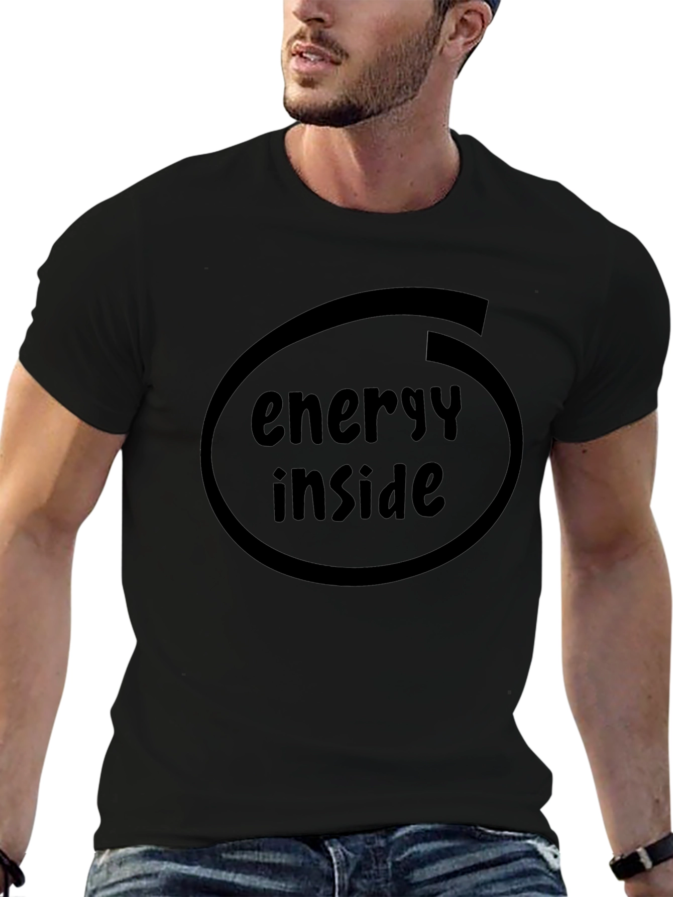 Energy Inside Black Graphic T-Shirt