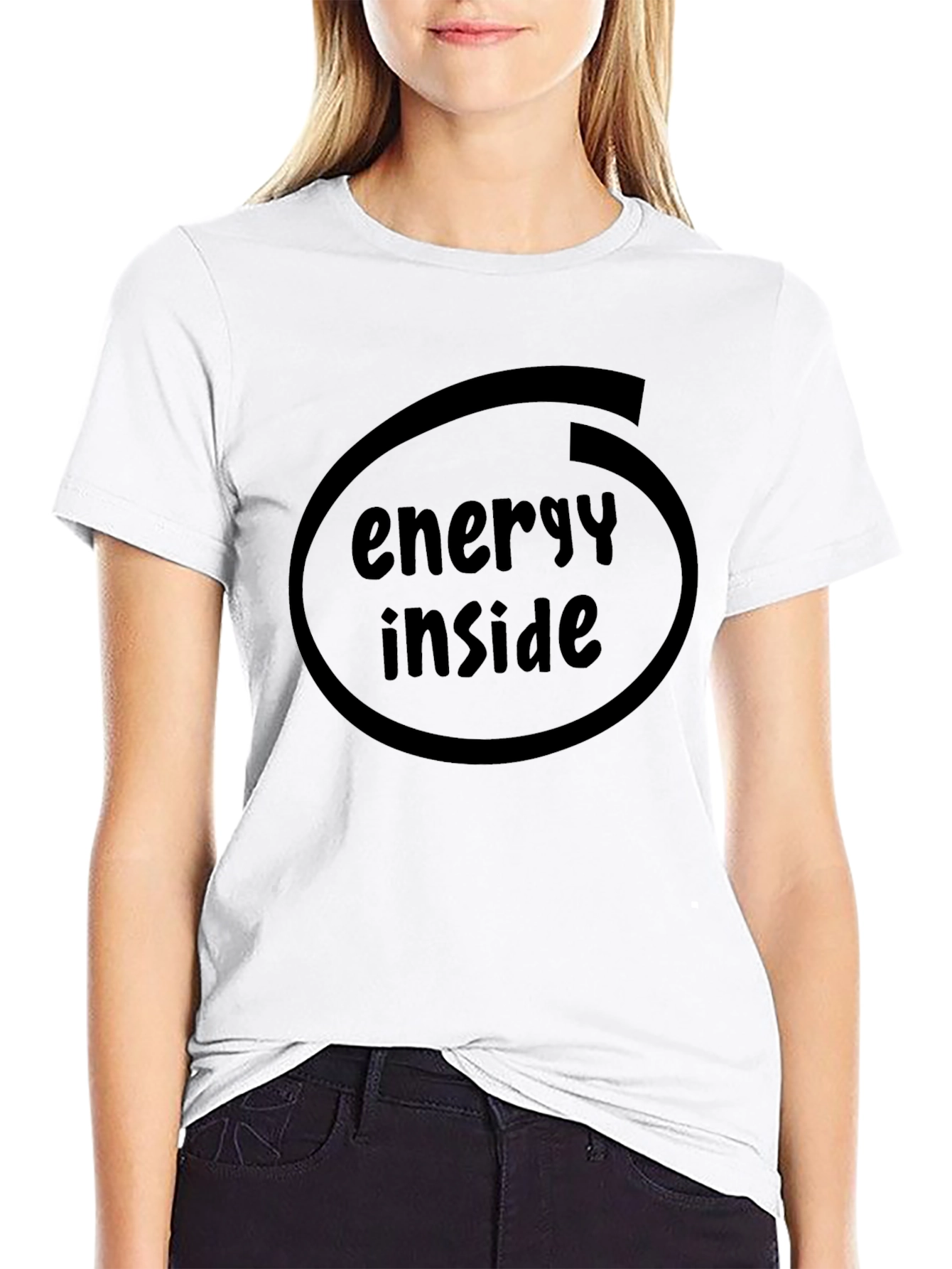 Energy Inside Black Graphic T-Shirt