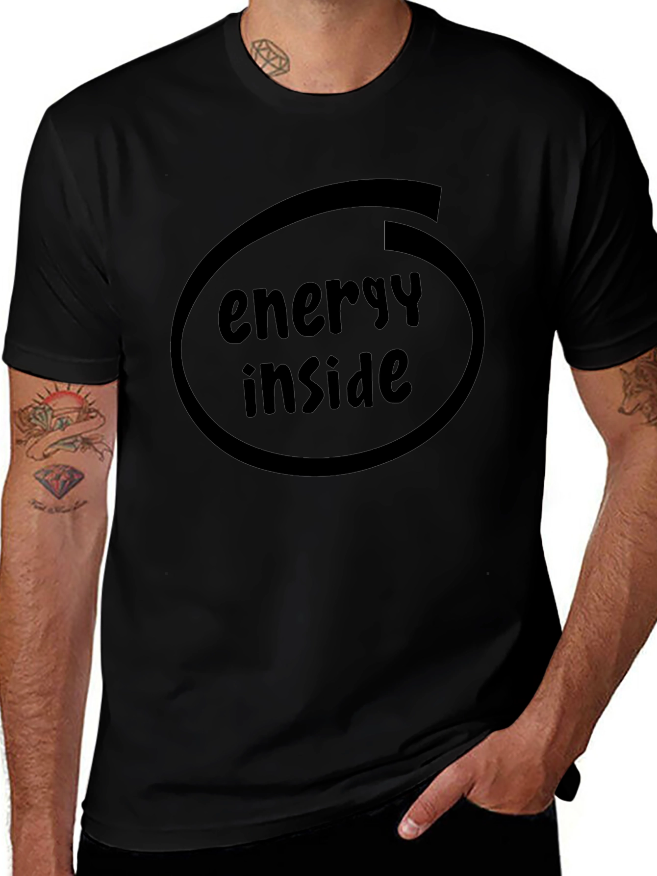 Energy Inside Black Graphic T-Shirt