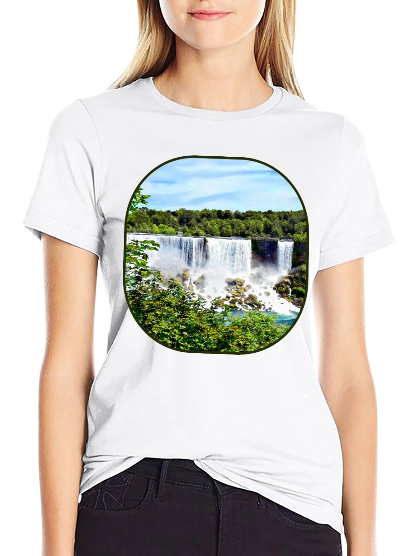 Niagara Falls Graphic Tee - Black Cotton T-Shirt