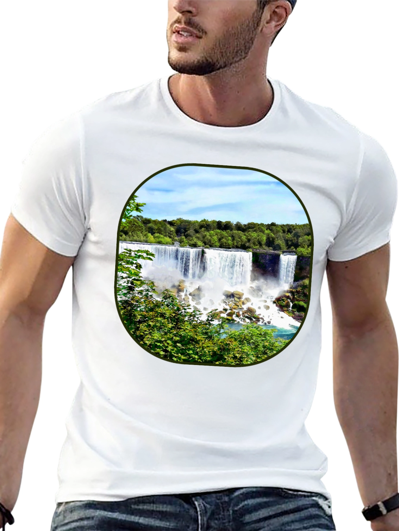 Niagara Falls Graphic Tee - Black Cotton T-Shirt