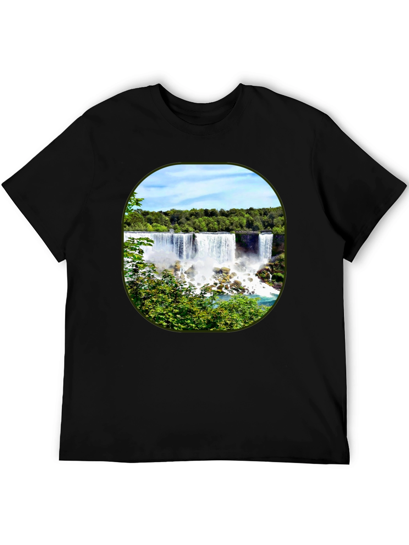Niagara Falls Graphic Tee - Black Cotton T-Shirt