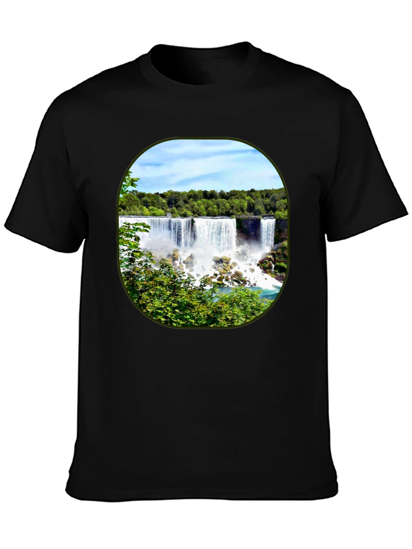 Niagara Falls Graphic Tee - Black Cotton T-Shirt