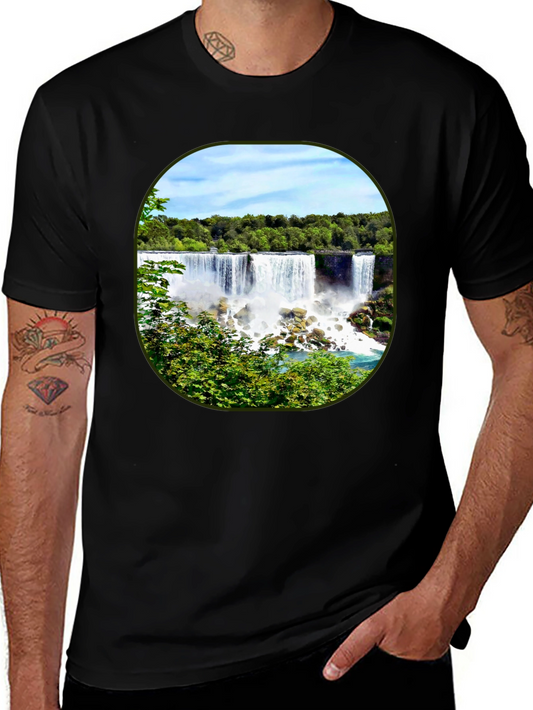 Niagara Falls Graphic Tee - Black Cotton T-Shirt